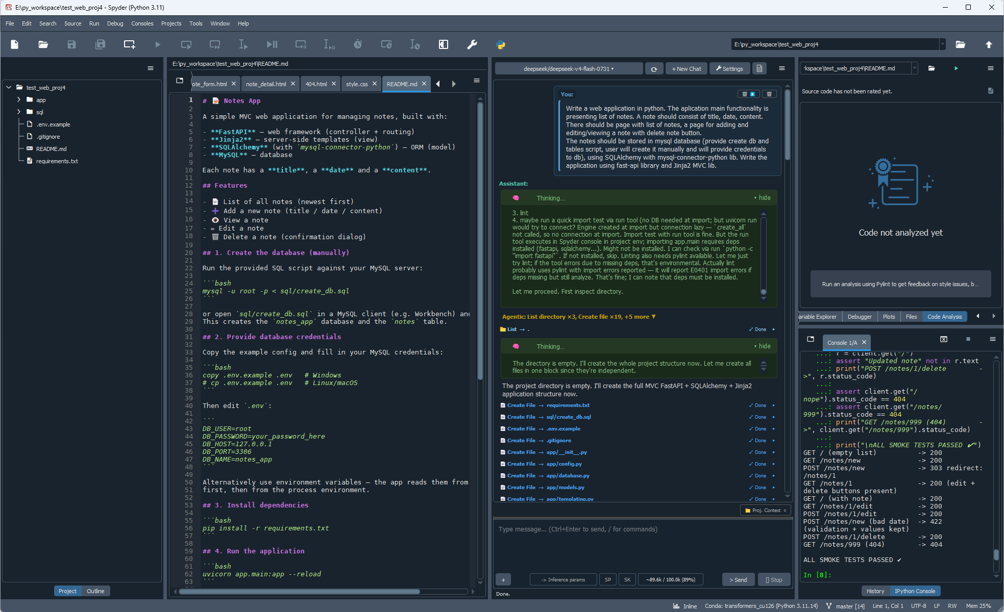 Expanded Spyder AI Chat screenshot